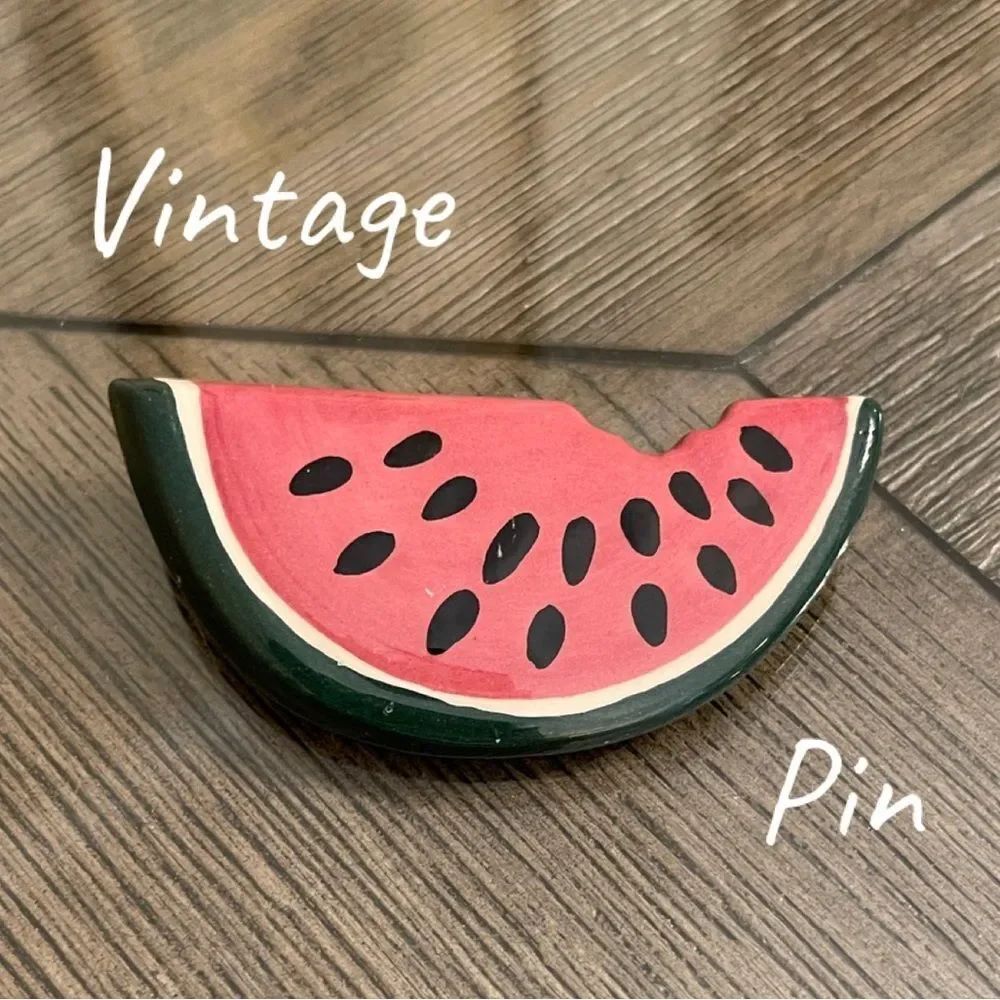 Vintage Watermelon Slice Ceramic Pin